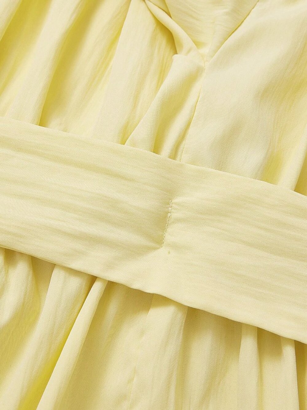 Yellow Casual Women's Knotted Ruffle Hem Blouse - Picture 5 of 6